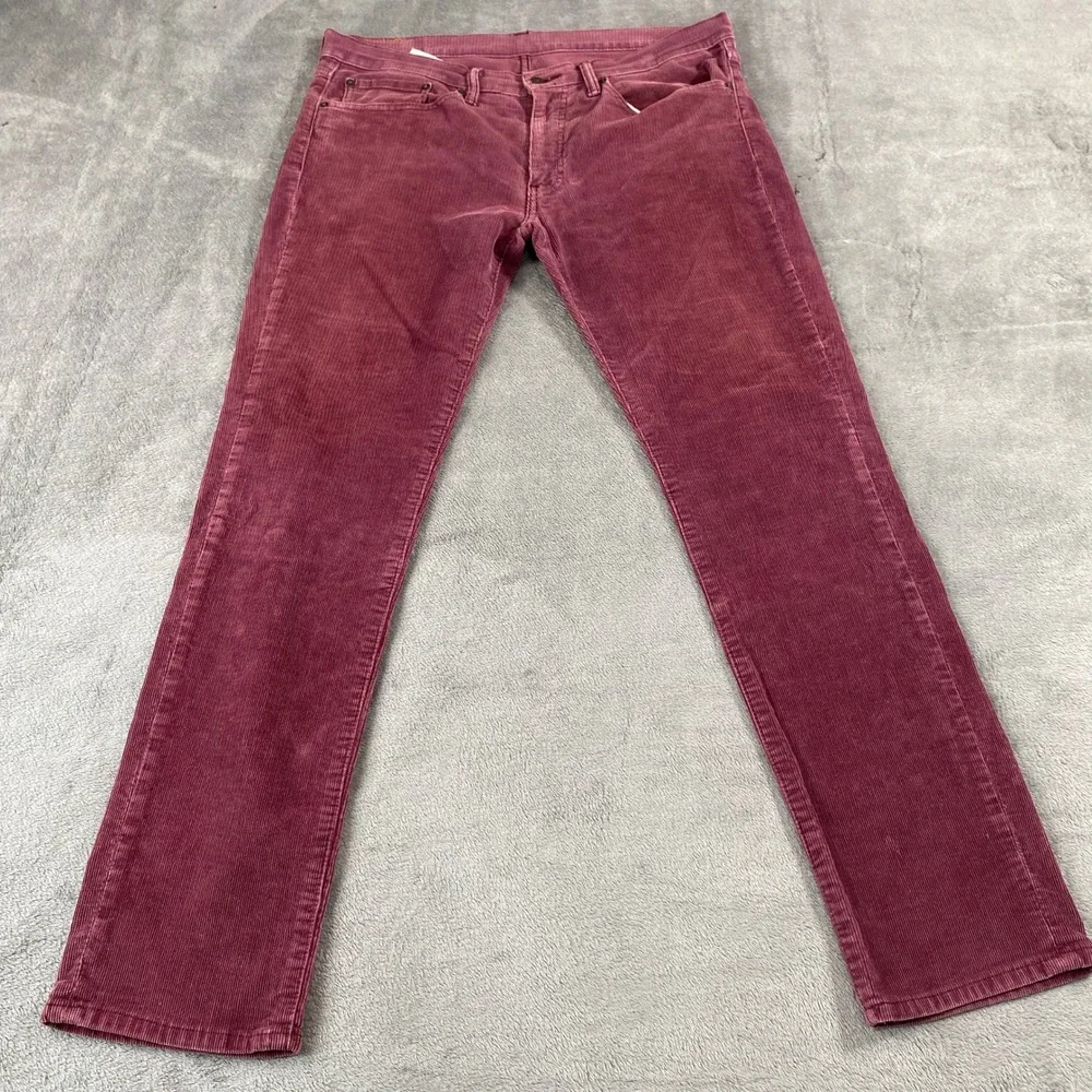 Levis 511 Corduroy Pants Mens 34x32 Burgundy Slim Fit Maroon Stretch Cords